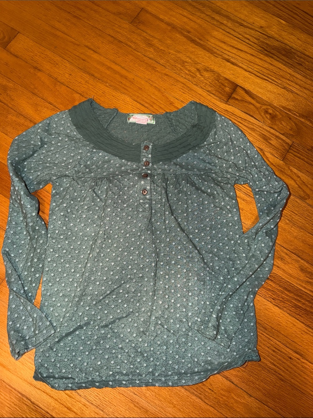 Girls' Flying Tomatoe Long-Sleeve Dot Knit Top - dark green